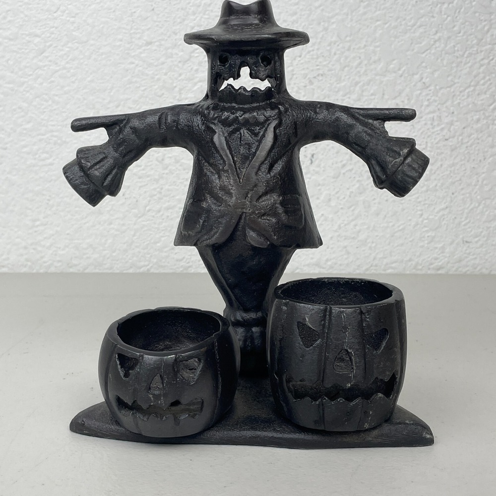 Vintage Halloween Tea Light Holder Yankee Candle Illuminations Scarecrow Pumpkin